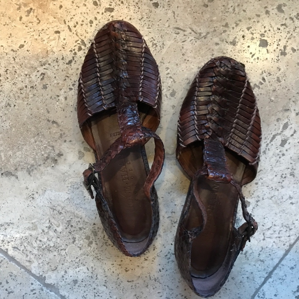Cognac leather woven shoes, COle Haan